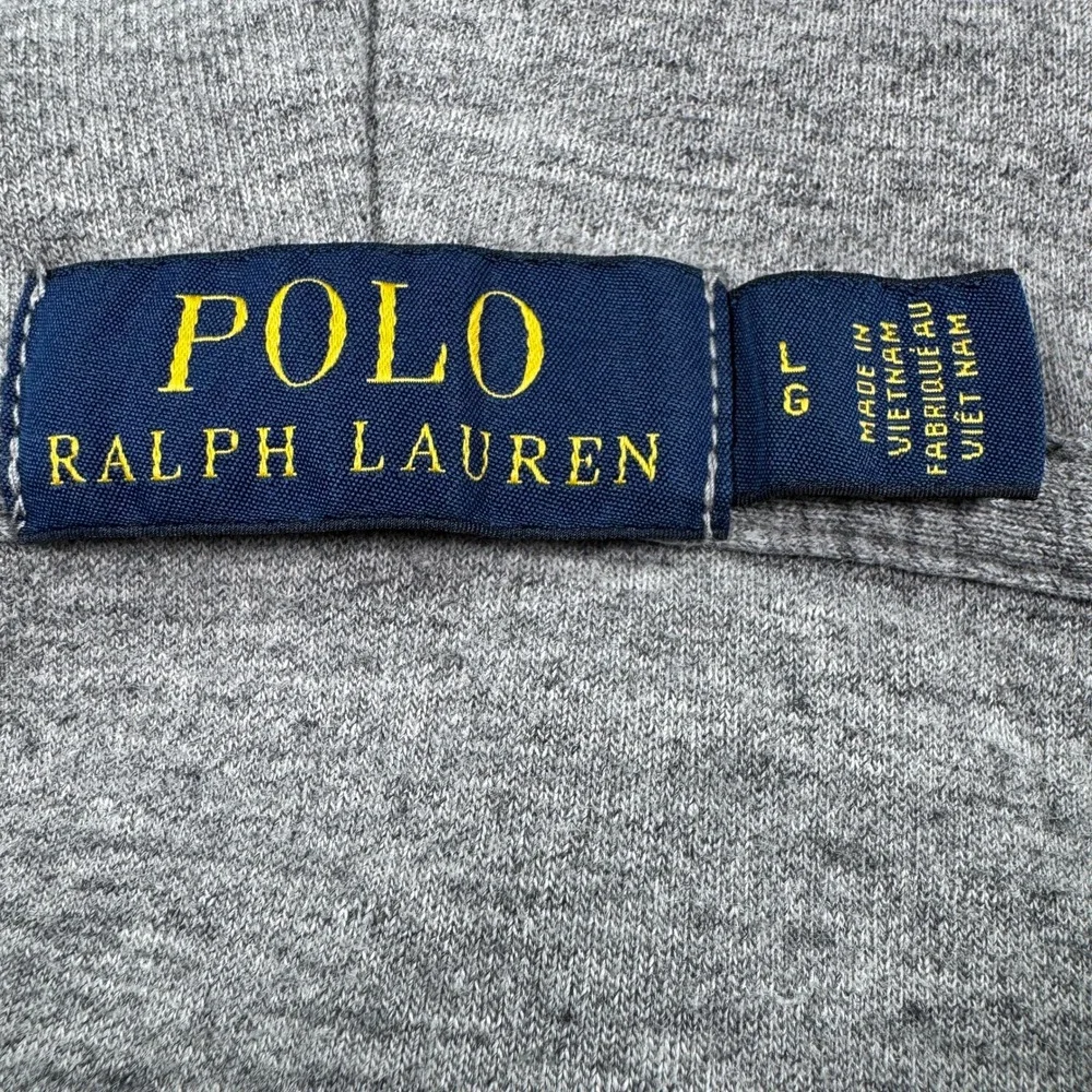 Polo Ralph Lauren Mens Hoodie Full Zip Gray Large Embroidered Pony Logo